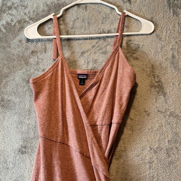 Patagonia‎ Women’s Wrap Dress Hemp Organic Cotton Size Small Striped Pink - Picture 2 of 6